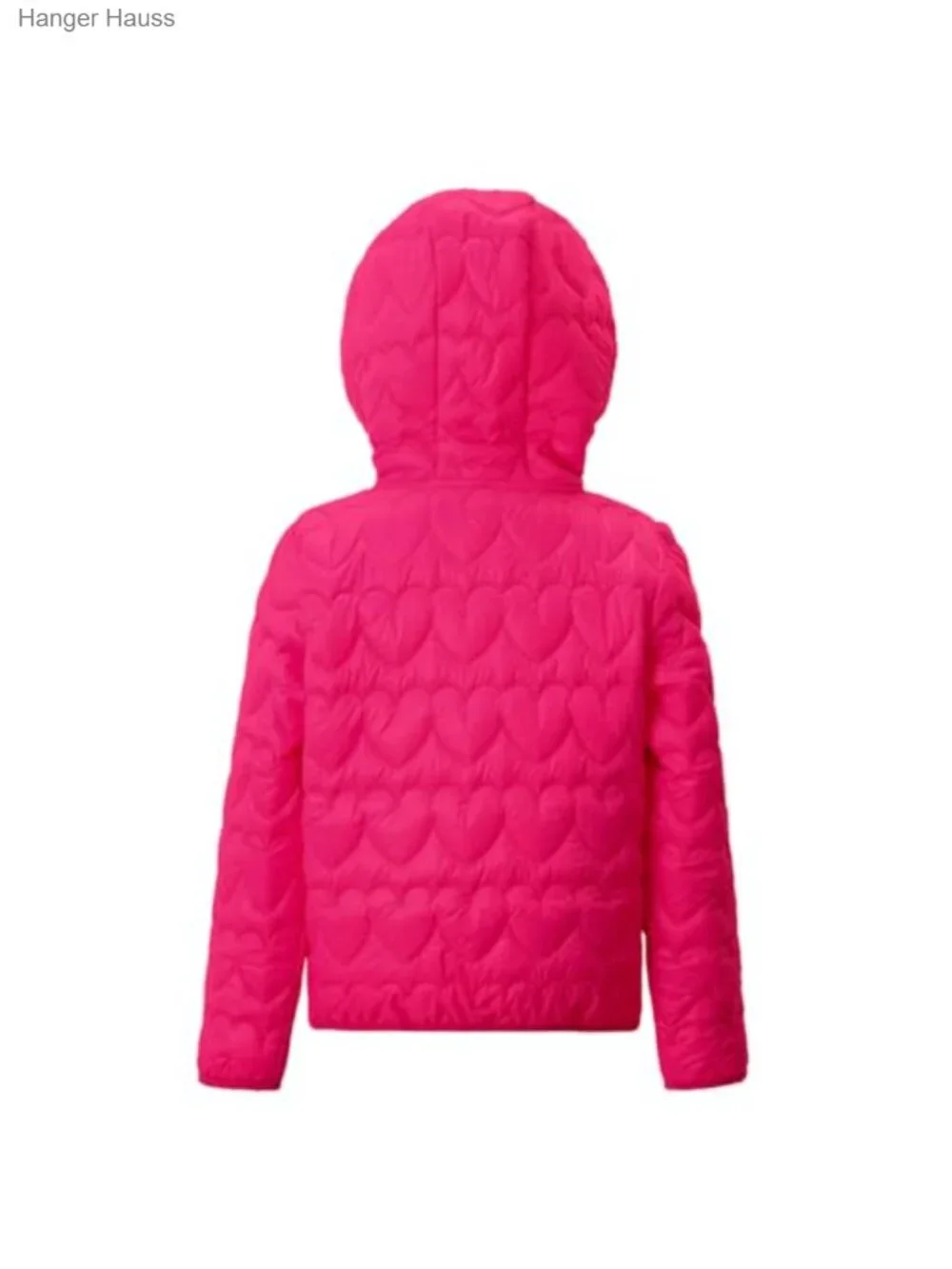 Kids Heart Quilted Puffer Jacket Zip Up Hooded Coat with Kangaroo Pocket